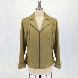 Bradley Quilted Leather Moto Jacket Green S classic western ranch streetwear